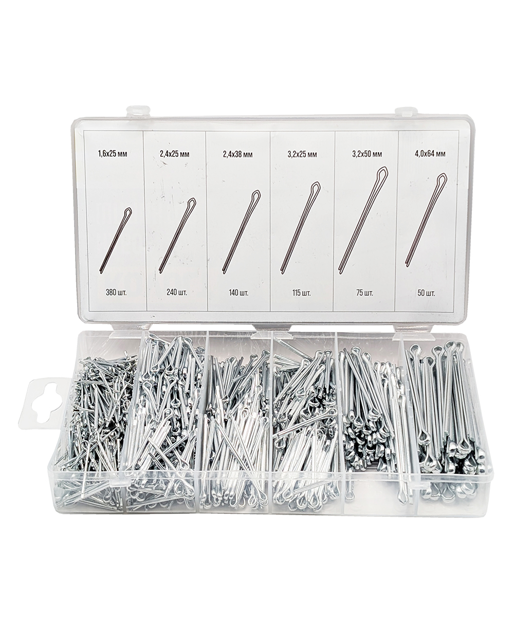 Набор шплинтов, S головки х L, 1000 шт, KOVOLT