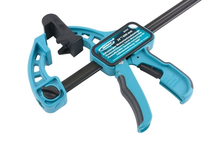 Струбцина реечная быстрозажимная 24, пистолетного типа, пошаговый механизм, пластиковый корпус, 600 мм Gross