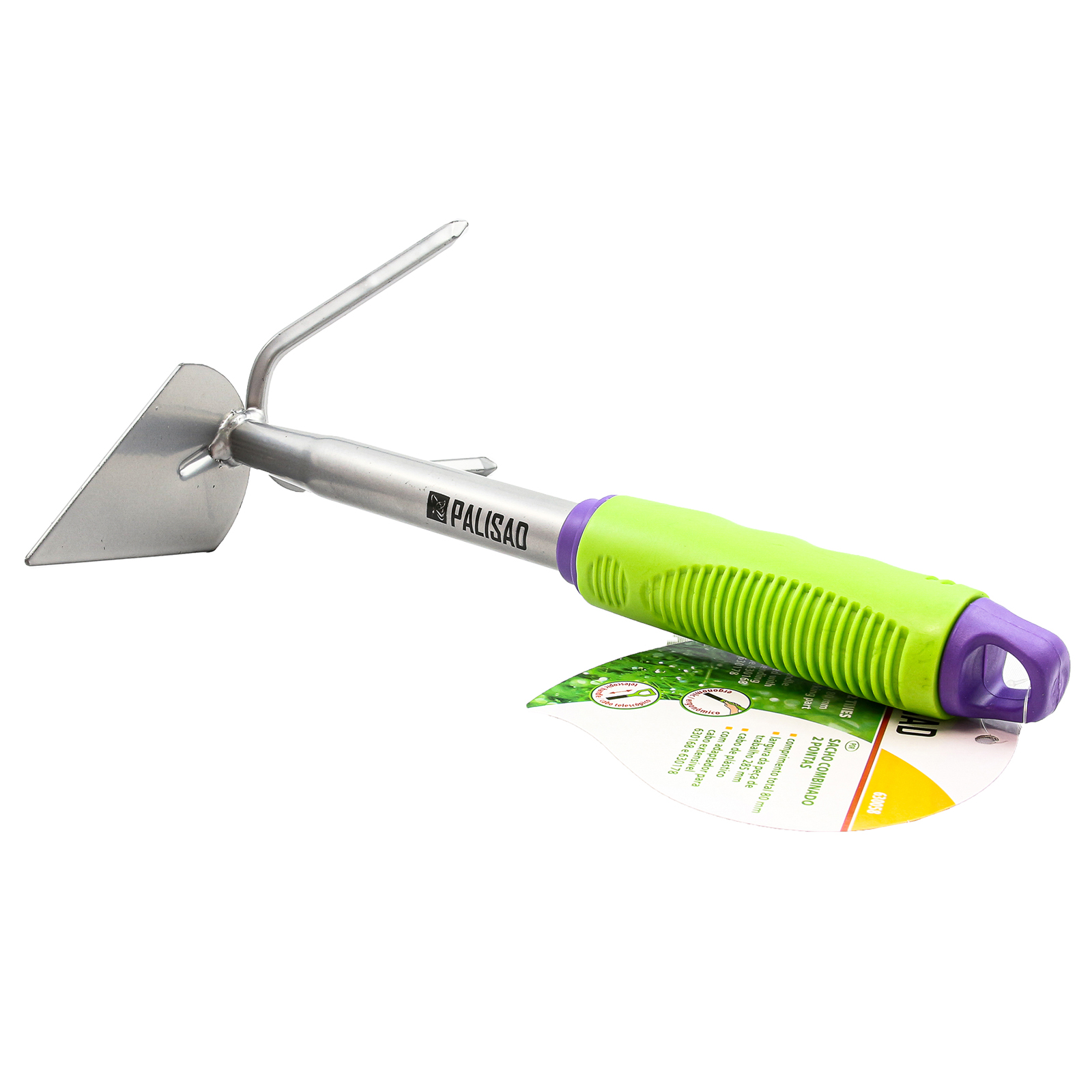 Мотыжка комбинированная 2-зубая, 85 х 190 х 275 мм, стальная, обрез. рукоятка Palisad