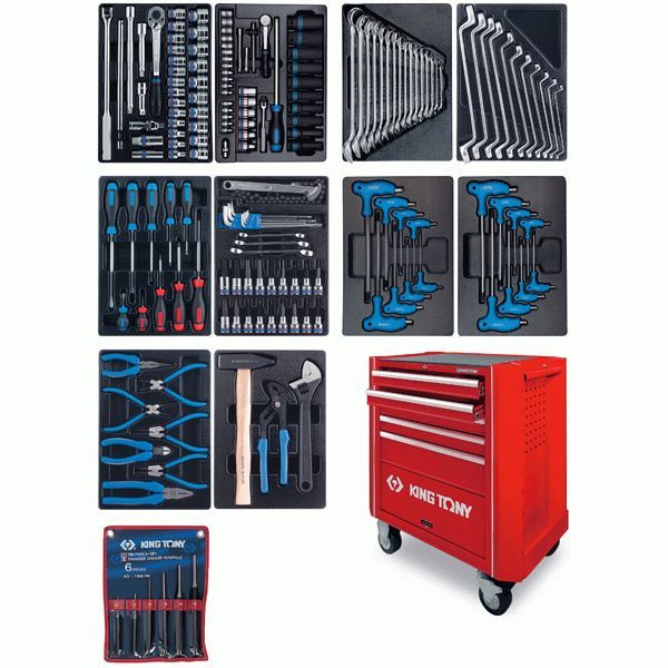 Набор инструментов в красной тележке, 173 предметов KING TONY 932A-000MR