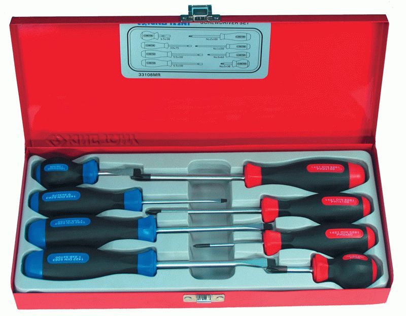 Набор отверток в металлическом кейсе, 8 предметов KING TONY 33108MR