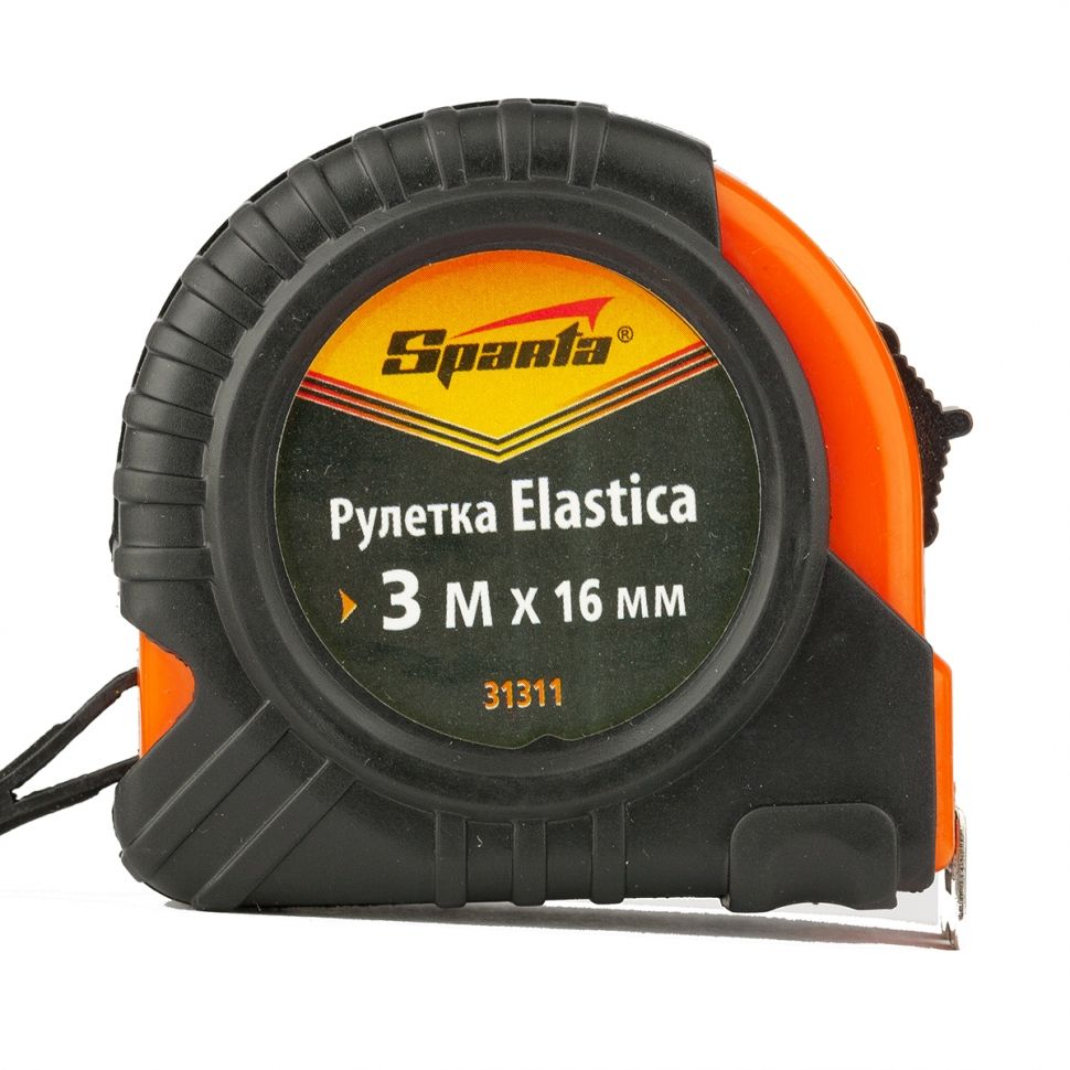 Рулетка Elastica,3 м х 16 мм,обрезиненный корпус Sparta