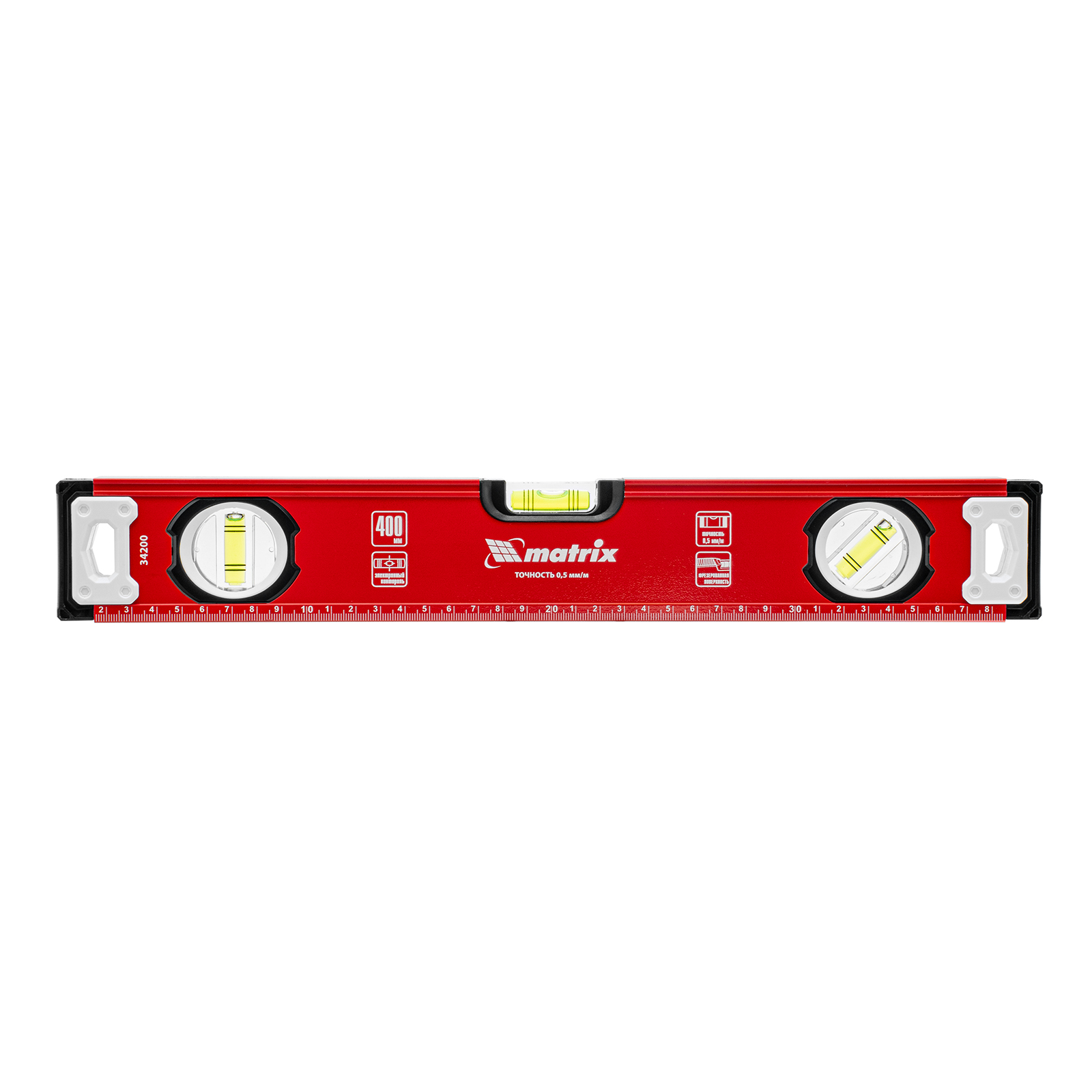Уровень алюминиевый, фрезерованный, 3 глазка, 400 мм Matrix