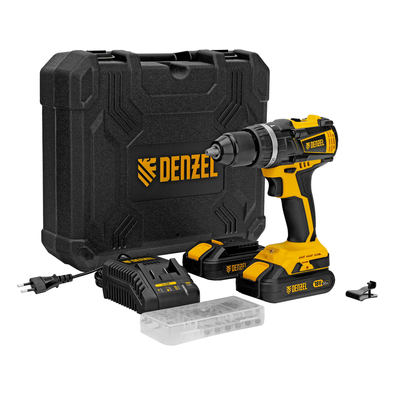 Дрель-шуруповерт аккумуляторная ударная бесщет CIDB-IB-18-02, Li-Ion, 18 В, 2 акк. Denzel