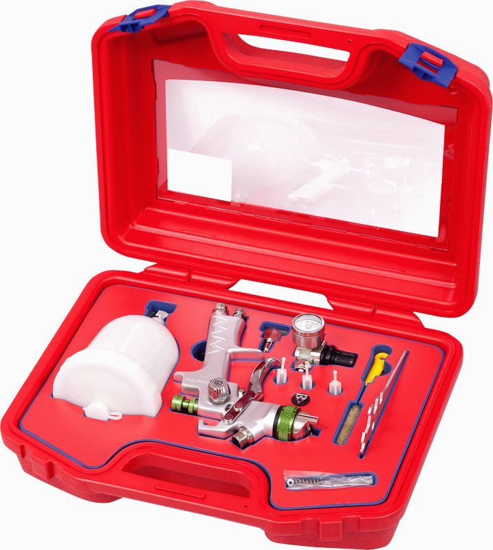 Краскопульт низкого давления, сопло 1,3 мм, верхний бачок, кейс МАСТАК 671-013C