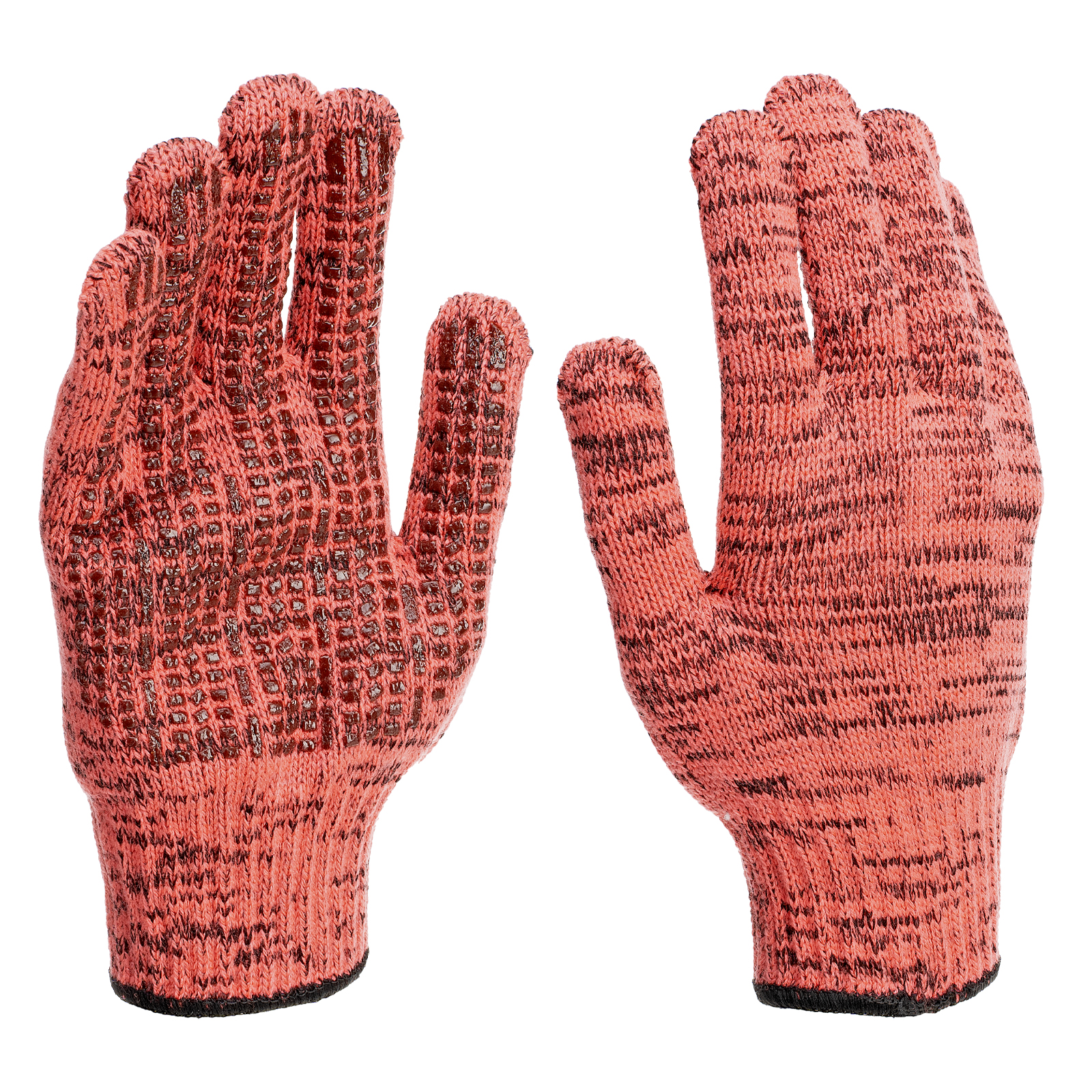 Перчатки трикотажные, акрил, усиленные, ПВХ-гель Протектор, цвет: коралл, 10 класс Сибртех