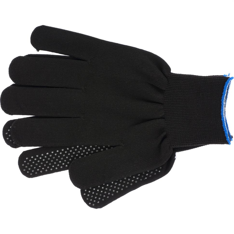 Перчатки Нейлон, ПВХ точка, 13 класс, черные, XL Россия
