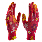 Перчатки садовые из полиэстера с нитрильным обливом, цветы, М Palisad