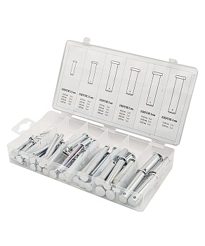 Набор штифтов с головкой и отверстием под шплинт, 60 шт, KOVOLT