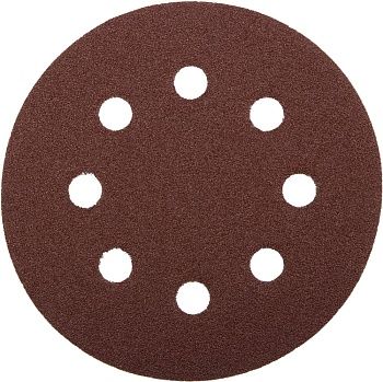 Круг шлифовальный ЗУБР "Мастер" универсальный, из абразивной бумаги на велкро основе, 8 отверстий, Р60, 125мм, 5шт