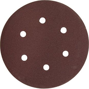Круг шлифовальный ЗУБР "Мастер" универсальный, из абразивной бумаги на велкро основе, 6 отверстий, Р180, 150мм, 5шт