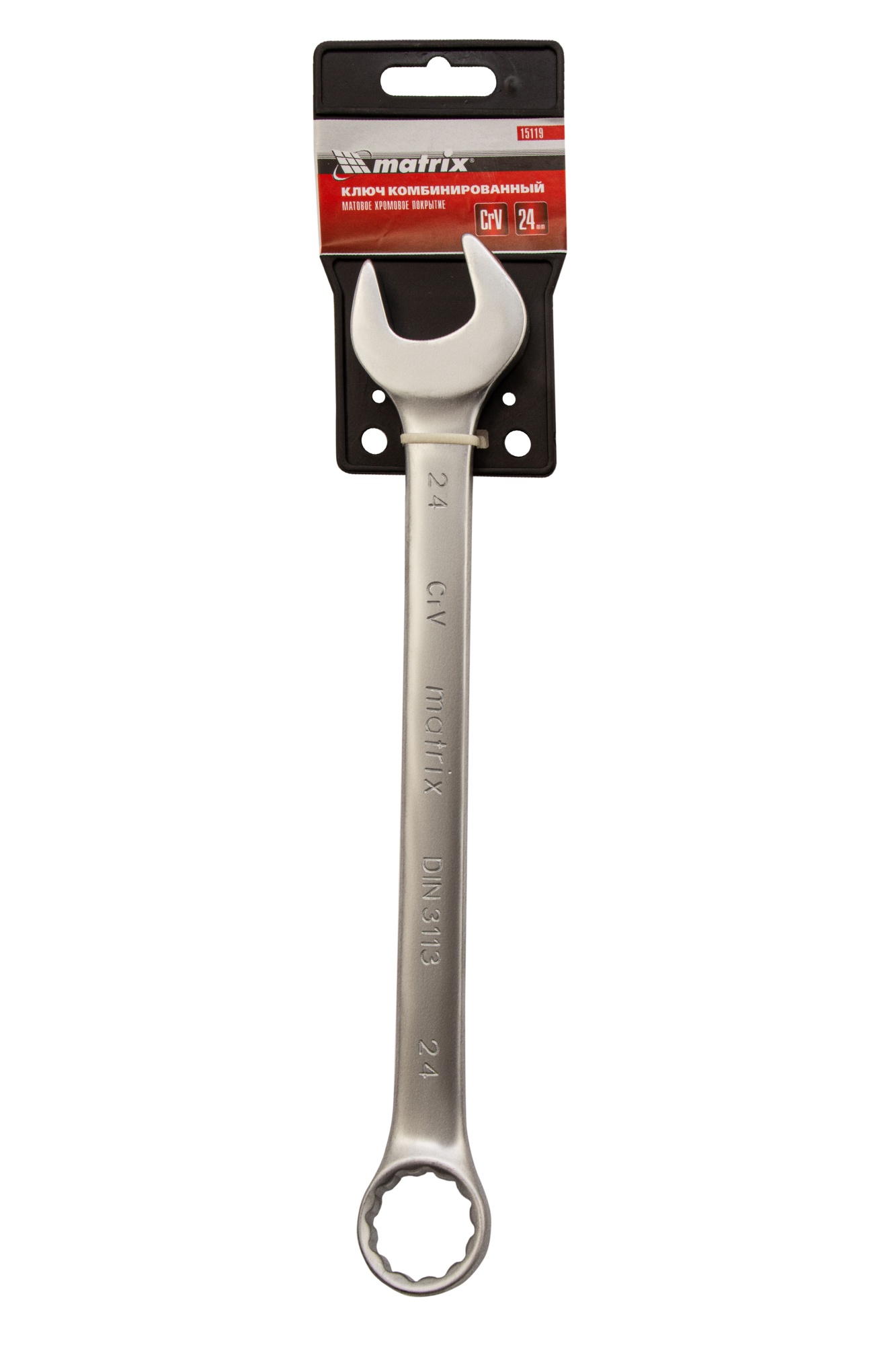 Ключ комбинированный, 24 мм, CrV, матовый хром Matrix