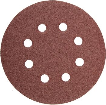 Круг шлифовальный универсальный STAYER "MASTER" из абразивной бумаги на велкро основе, 8 отверстий, Р80, 125мм, 5шт