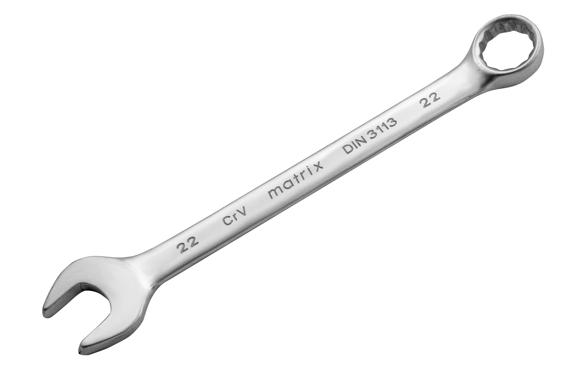 Ключ комбинированный, 22 мм, CrV, матовый хром Matrix