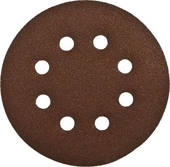 Круг шлифовальный ЗУБР "СТАНДАРТ" из абразивной бумаги на велкро основе, 8 отв., Р120, 125мм, 5шт