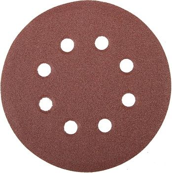 Круг шлифовальный универсальный STAYER "MASTER" из абразивной бумаги на велкро основе, 8 отверстий, Р100, 125мм, 5шт